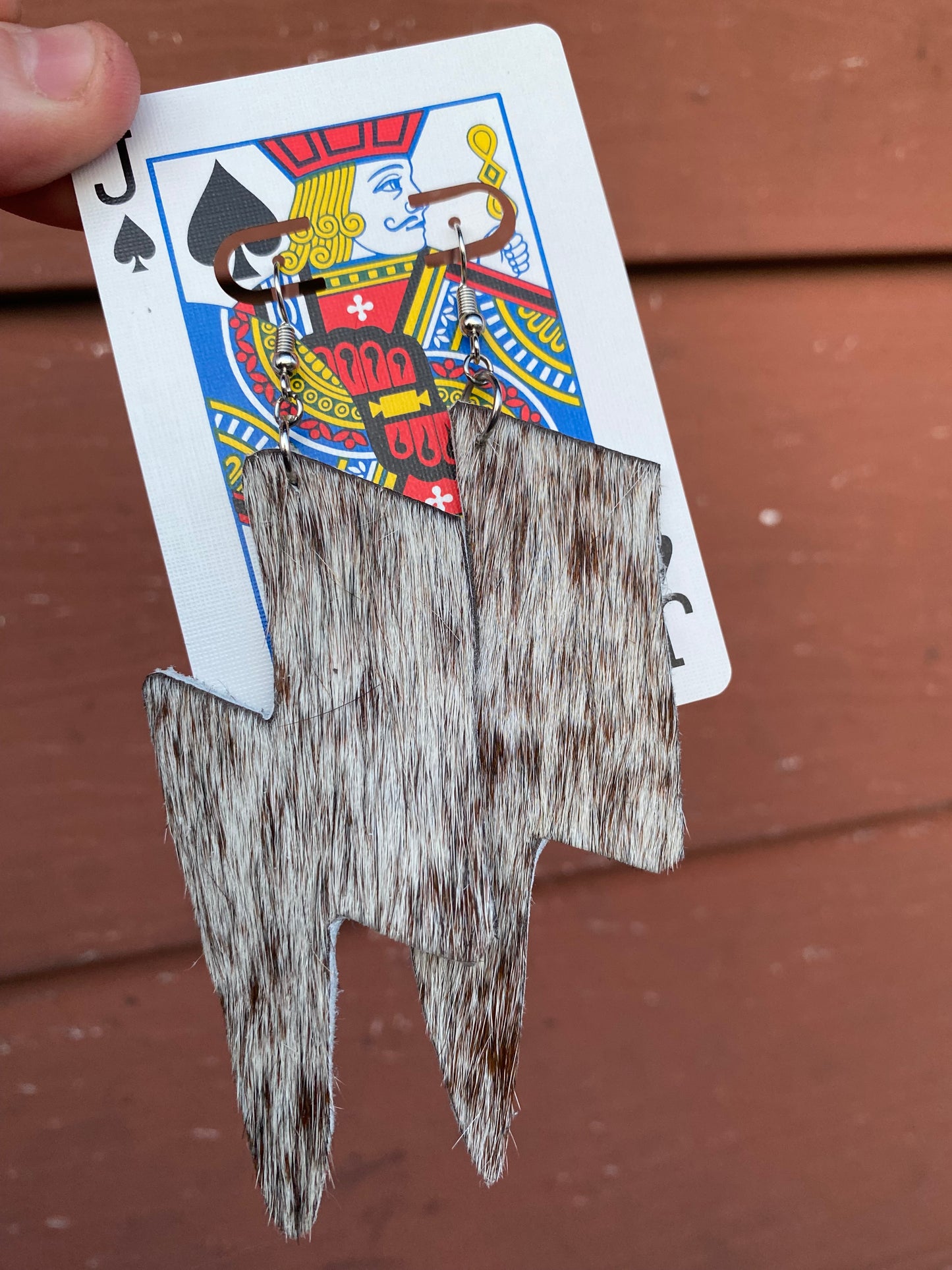 XL cowhide lightning bolt earrings⚡️